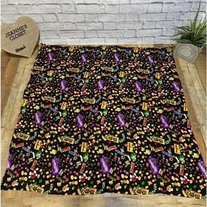 M&M Mars Snickers Skittles Candy Chocolate Silk Scarf Novelty Print 34”x34” Vtg